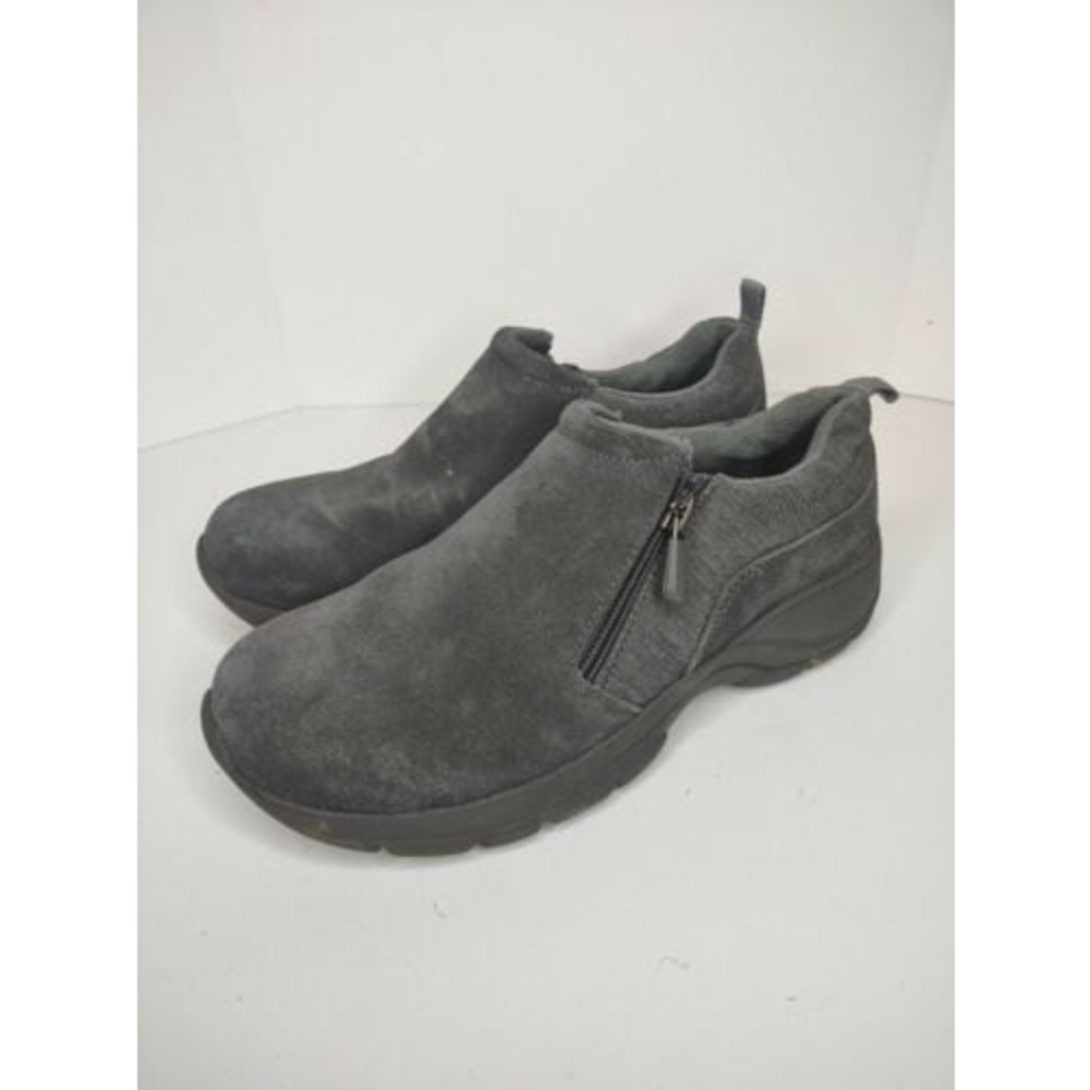 Lands' End Womens Suede All Weather Zip Shoes 501811 Light Gray 6D s1